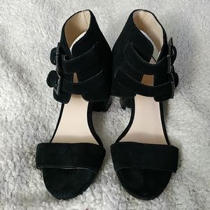 Nine West black chunky heels